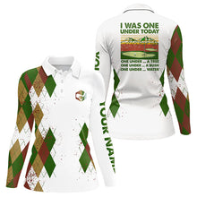 Load image into Gallery viewer, Funny Womens golf polo shirts custom I was one under today, one under a tree, bush and water | Green NQS9223