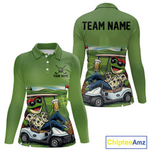Load image into Gallery viewer, Funny Green frog Women's Golf polo shirts Custom golf outfit for ladies, personalized golf gifts NQS11300