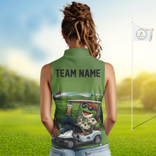 Load image into Gallery viewer, Funny Green frog Sleeveless polo shirts Custom golf outfit for ladies, personalized golf gifts NQS11300