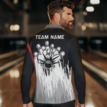 Load image into Gallery viewer, Black and White Skull Bowling Polo, Quarter Zip Shirts For Men Custom Bowling Team Jerseys | Red NQS9587