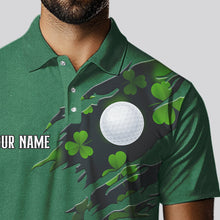 Load image into Gallery viewer, American Flag St Patrick Day Custom Men golf polo shirts, personalized golf jerseys for team | Green NQS9588