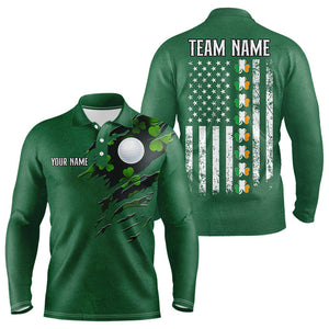 American Flag St Patrick Day Custom Men golf polo shirts, personalized golf jerseys for team | Green NQS9588