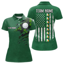 Load image into Gallery viewer, American Flag St Patrick Day Custom Women golf polo shirts, personalized golf jerseys for team | Green NQS9588