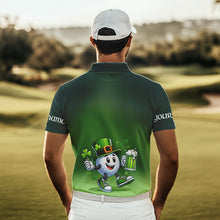Load image into Gallery viewer, Funny Green golf ball St Patrick Day Custom Men golf polo shirts, personalized golf attire for men NQS9589