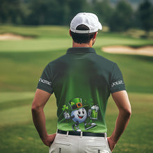 Load image into Gallery viewer, Funny Green golf ball St Patrick Day Custom Men golf polo shirts, personalized golf attire for men NQS9589