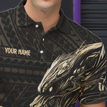 Load image into Gallery viewer, Black and Gold Dragon Tribal Bowling Polo, 1/4 Zip Shirts For Men Custom Retro Bowling Team Jerseys NQS9591