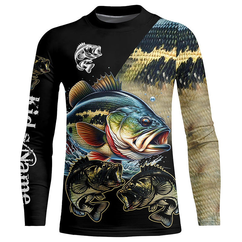 Largemouth Bass Fishing Scale Customize Name All Over Printed Shirts Personalized Fishing Gift NQS230