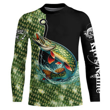 Load image into Gallery viewer, Northern Pike Fishing Scale Customize Name sun protection Fishing shirts, Personalized Fishing Gifts NQS232