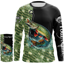 Load image into Gallery viewer, Northern Pike Fishing Scale Customize Name sun protection Fishing shirts, Personalized Fishing Gifts NQS232