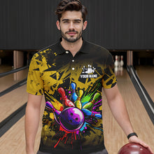 Load image into Gallery viewer, Colorful bowling jerseys Polo, 1/4 Zip Shirt for Men Custom Bowling Team shirts for bowler | Yellow NQS9728