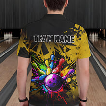 Load image into Gallery viewer, Colorful bowling jerseys Polo, 1/4 Zip Shirt for Men Custom Bowling Team shirts for bowler | Yellow NQS9728