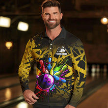 Load image into Gallery viewer, Colorful bowling jerseys Polo, 1/4 Zip Shirt for Men Custom Bowling Team shirts for bowler | Yellow NQS9728