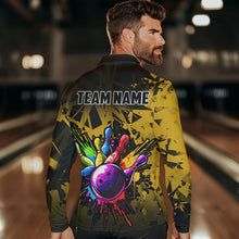 Load image into Gallery viewer, Colorful bowling jerseys Polo, 1/4 Zip Shirt for Men Custom Bowling Team shirts for bowler | Yellow NQS9728