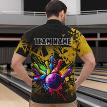 Load image into Gallery viewer, Colorful bowling jerseys Polo, 1/4 Zip Shirt for Men Custom Bowling Team shirts for bowler | Yellow NQS9728