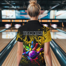 Load image into Gallery viewer, Colorful bowling jersey Polo, 1/4 Zip Shirt for Women Custom Bowling Team shirts for bowler| Yellow NQS9728