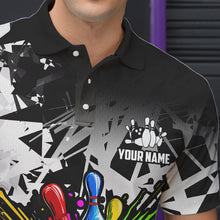 Load image into Gallery viewer, Colorful bowling jerseys Polo, 1/4 Zip Shirt for Men Custom Bowling Team shirts for bowler | White NQS9729