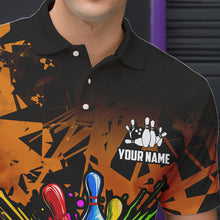 Load image into Gallery viewer, Colorful bowling jerseys Polo, 1/4 Zip Shirt for Men Custom Bowling Team shirts for bowler | Orange NQS9730