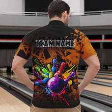 Load image into Gallery viewer, Colorful bowling jerseys Polo, 1/4 Zip Shirt for Men Custom Bowling Team shirts for bowler | Orange NQS9730