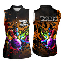 Load image into Gallery viewer, Colorful bowling jerseys Sleeveless Polo Shirt Custom Bowling Team shirts for bowler | Orange NQS9730