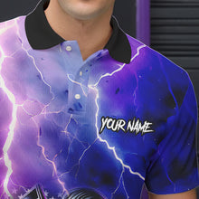 Load image into Gallery viewer, Purple American Flag Lightning Thunder Storm Reaper Bowling Shirt For Men Custom Bowling Team Jersey NQS9732