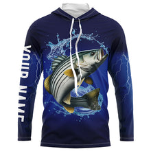 Load image into Gallery viewer, Striped Bass Fishing blue lightning fishing shirts Customized striper fishing jerseys NQS299