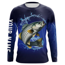 Load image into Gallery viewer, Striped Bass Fishing blue lightning fishing shirts Customized striper fishing jerseys NQS299