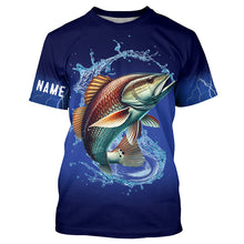 Load image into Gallery viewer, Redfish Puppy Drum Fishing blue lightning  Customized Name Long sleeve Fishing Shirts NQS301