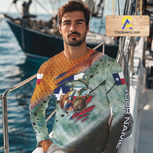 Load image into Gallery viewer, Texas slam redfish trout flounder scales Texas flag Custom patriotic fishing long sleeve shirts NQS10163