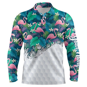 Personalized green tropical colorful flamingo pattern mens golf polo shirts best mens golf wears NQS5988