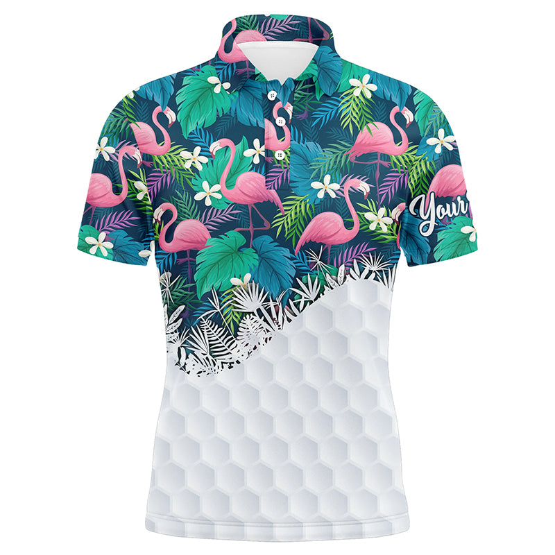 Personalized green tropical colorful flamingo pattern mens golf polo shirts best mens golf wears NQS5988