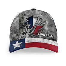 Load image into Gallery viewer, Texas flag fish hook fishing camo Custom fishing hat Unisex Fishing Baseball Angler flag hat cap NQS8525