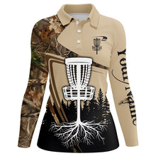 Load image into Gallery viewer, Disc golf polo shirt for Women custom camouflage disc golf basket, frisbee golf jerseys NQS8532