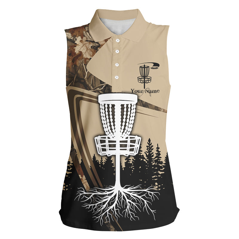 Disc golf sleeveless polo shirt for Women custom camouflage disc golf basket, frisbee golf jerseys NQS8532