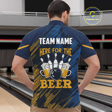 Load image into Gallery viewer, Blue and Yellow Pattern Bowling Shirt For Men Custom Here For The Beer Funny Bowling Tournament Shirt NQS10717