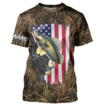 Load image into Gallery viewer, Custom American Walleye fishing camo shirts for men Performance Long Sleeve fishing shirt NQS1032