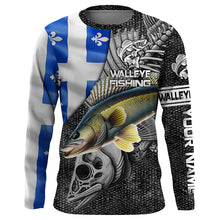 Load image into Gallery viewer, Quebec Flag walleye Fishing Custom long sleeve performance Fishing Shirts, walleye Fishing jerseys NQS4179