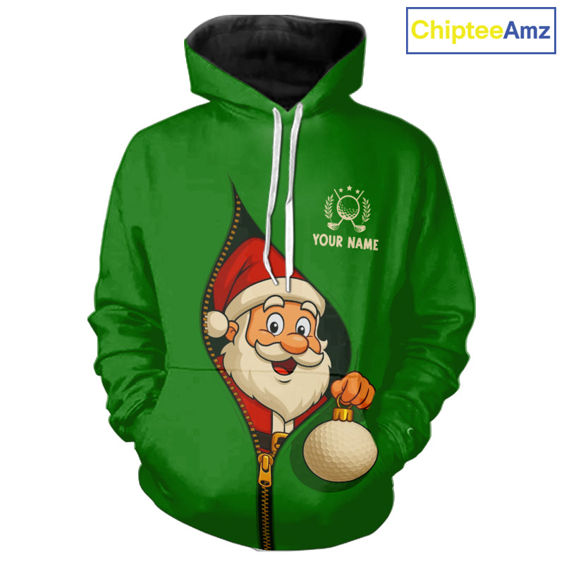 Green Christmas Funny Santa Golf Hoodies Custom Xmas Golf Attire, Christmas gift NQS10927
