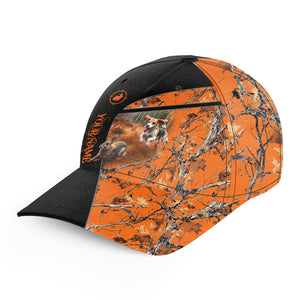 Rabbit hunting with Beagle 3D orange camo Custom hunting hat Unisex hunting Baseball hat NQS2685