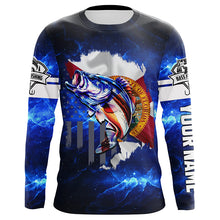 Load image into Gallery viewer, Florida Bass Fishing US blue galaxy shirts for men Custom Performance Long Sleeve fishing shirts NQS3128