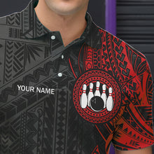 Load image into Gallery viewer, Black and Red Tribal pattern Mens Bowling Shirts Custom Bowling outfit men Team bowling league jersey NQS9738