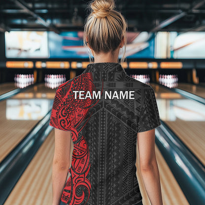 Black and Red Tribal pattern Womens Bowling Shirts Custom Bowling outfit ladies Team bowling jerseys NQS9738