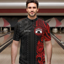 Load image into Gallery viewer, Black and Red Tribal pattern Mens Bowling Shirts Custom Bowling outfit men Team bowling league jersey NQS9738