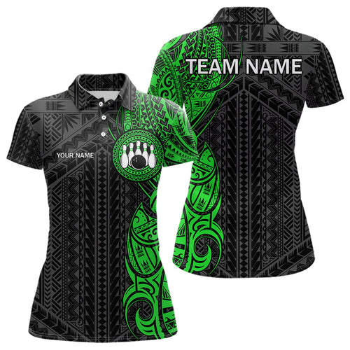 Black and Green Tribal pattern Womens Bowling Shirts Custom Bowling outfit ladies Team bowling jerseys NQS9739