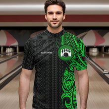 Load image into Gallery viewer, Black and Green Tribal pattern Mens Bowling Shirts Custom Bowling outfit men Team bowling league jersey NQS9739