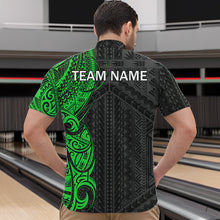 Load image into Gallery viewer, Black and Green Tribal pattern Mens Bowling Shirts Custom Bowling outfit men Team bowling league jersey NQS9739