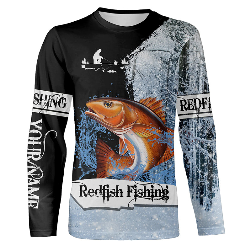 Redfish puppy Drum Ice Fishing 3D All Over Printed Shirts For Adult, Kid NQS304