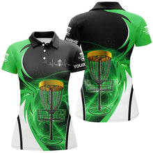 Load image into Gallery viewer, Womens disc golf polo shirt custom disc golf basket, personalized disc golf gifts | Green NQS5313