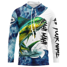 Load image into Gallery viewer, Mahi Mahi Fishing blue ocean sea wave camo Custom long sleeve performance fishing jerseys shirts NQS7886