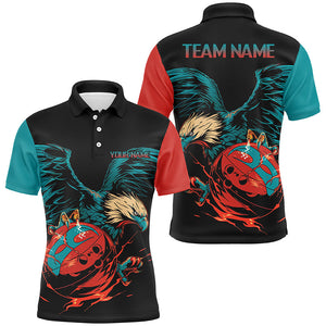 Personalized Retro Eagle Bowling Polo, 1/4 Zip Shirts for Men, Custom Team's Name Cool Bowler Jerseys NQS7892