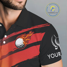 Load image into Gallery viewer, Black and Orange gradient flame golf ball Men golf polo shirts custom mens golf clothes, golfer gifts NQS10168